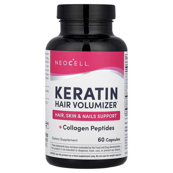NeoCell, Keratin Hair Volumizer + Collagen Peptides, 60 Capsules