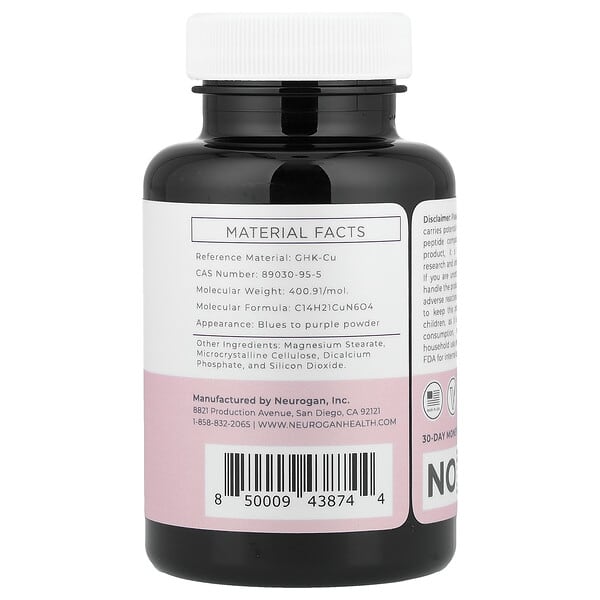 Alternative view of Neurogan Health, Copper Peptide GHK-CU, 120 mcg, 60 Tablets