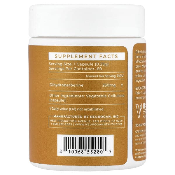 Alternative view of Neurogan Health, DHB, 250 mg, 60 Capsules