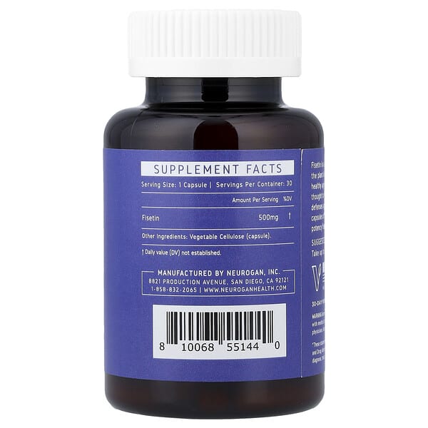 Alternative view of Neurogan Health, Fisetin, 500 mg, 30 Capsule