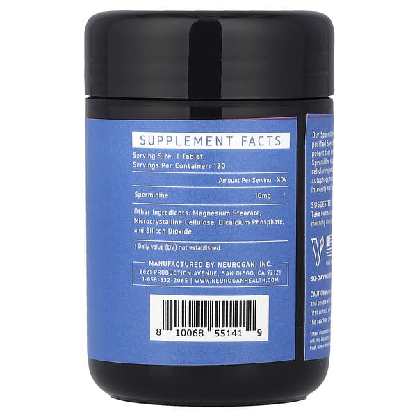 Alternative view of Neurogan Health, Spermidine, 10 mg, 120 Tablets, 1.48 oz (42 g)