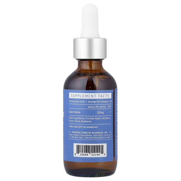 Alternative view of Neurogan Health, Spermidine Drops, Wild Berry, 20 mg, 2 oz (60 ml)