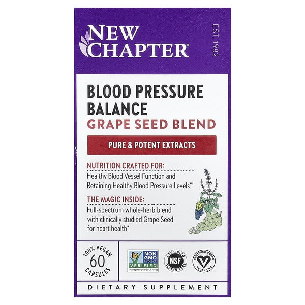 New Chapter, Blood Pressure Balance, Grape Seed Blend, 60 Vegan Capsules