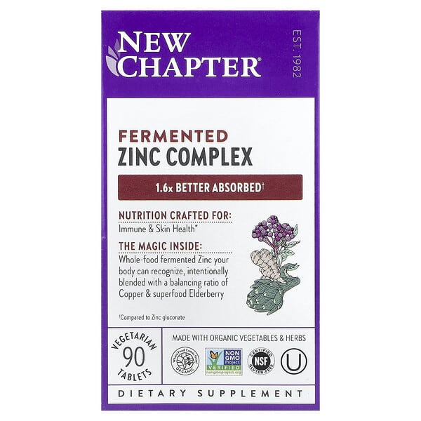 New Chapter, Fermented Zinc Complex, 90 Vegetarian Tablets