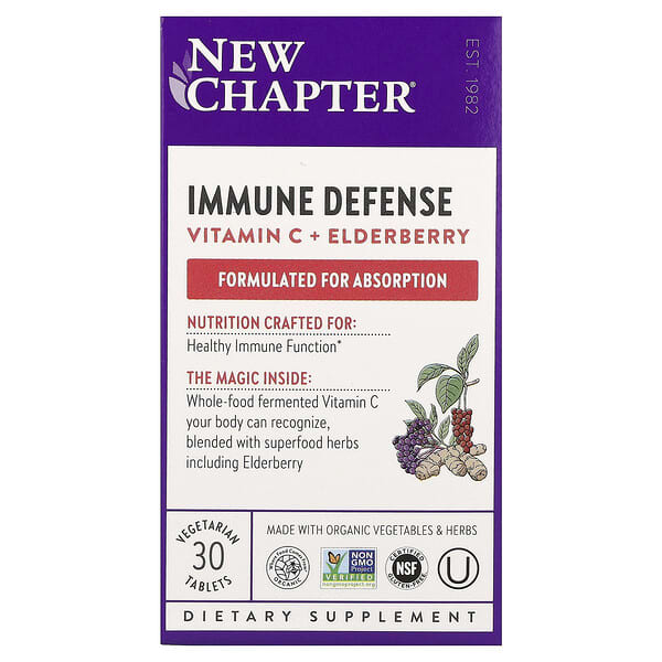 New Chapter, Immune Defense, Vitamin C + Elderberry, 30 Vegetarian Tablets 2 New Chapter, Immune Defense, Vitamin C + Elderberry, 30 Vegetarian Tablets