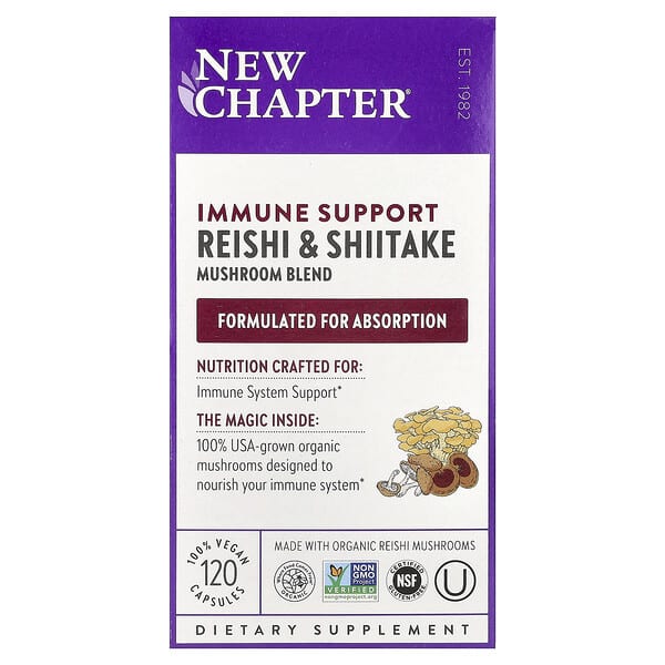 New Chapter, Immune Support, Reishi & Shiitake Mushroom Blend, 120 Vegan Capsules
