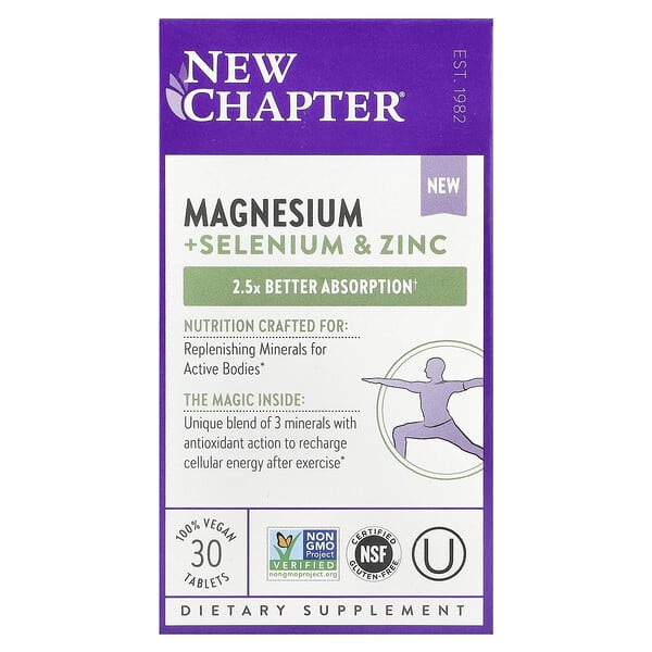 New Chapter, Magnesium + Selenium & Zinc, 30 Vegan Tablets 2 New Chapter, Magnesium + Selenium & Zinc, 30 Vegan Tablets