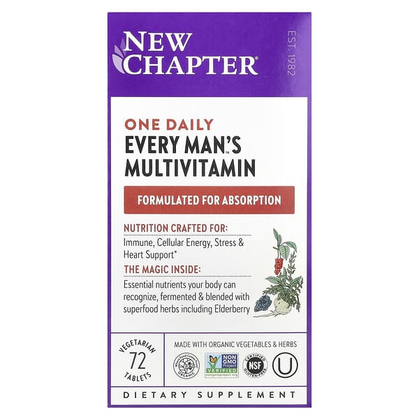 New Chapter, One Daily  Every Man's Multivitamin, 72 Vegetarian Tablets