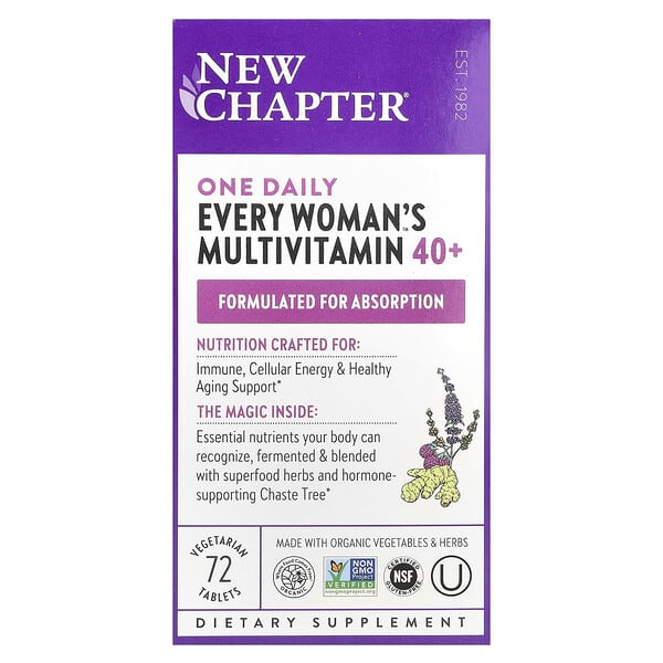 New Chapter, One Daily Every Woman's™ Multivitamin 40+, 72 Vegetarian Tablets