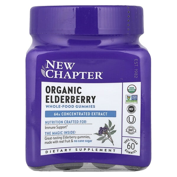 New Chapter, Organic Elderberry Whole-Food Gummies, 60 Vegan Gummies