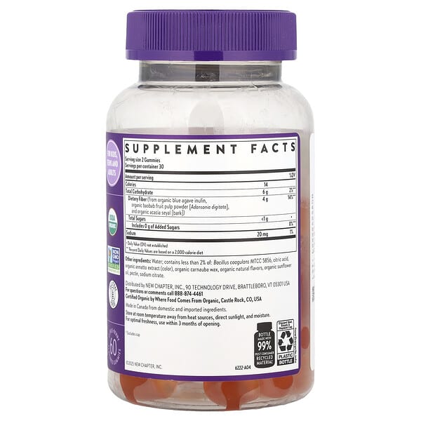 Alternative view of New Chapter, Organic Fiber Gummies, Citrus Berry, 60 Flavored Gummies