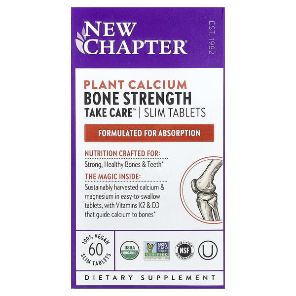 New Chapter, Plant Calcium, Bone Strength, Take Care, 60 Vegetarian Slim Tablets