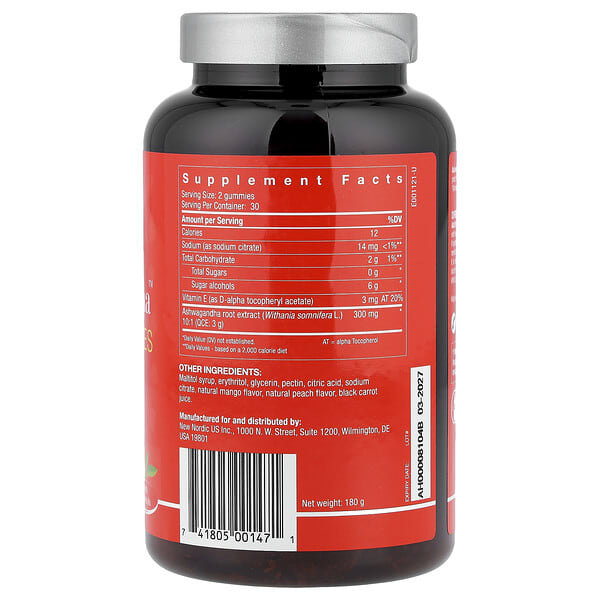 Alternative view of New Nordic, Ashwagandha™ Vegan Gummies, Mango/Peach, 60 Gummies