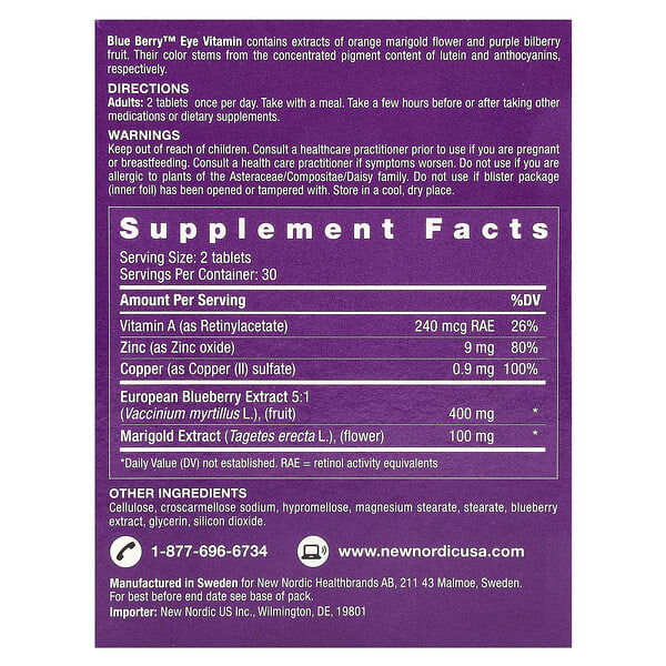 Alternative view of New Nordic, Blue Berry™, Eye Vitamin, 60 Tablets
