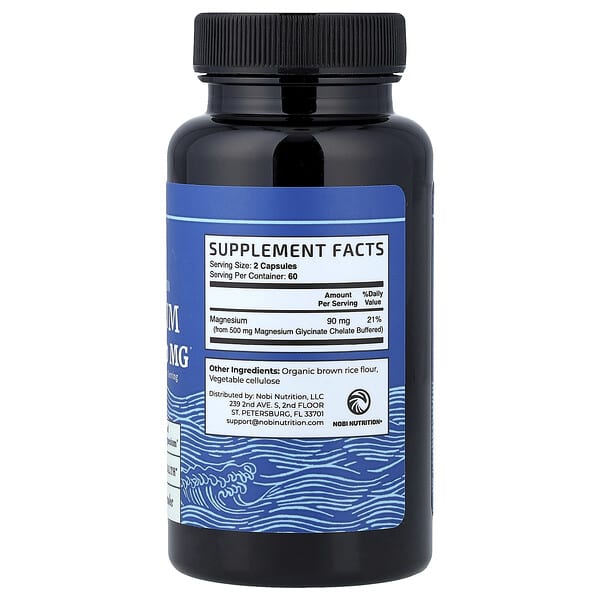 Alternative view of Nobi Nutrition, Magnesium Glycinate, Maximum Absorption, 120 Capsules (250 mg per Capsule)