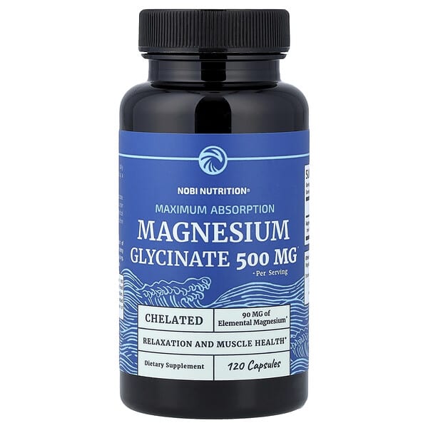 Nobi Nutrition, Magnesium Glycinate, Maximum Absorption, 120 Capsules (250 mg per Capsule)