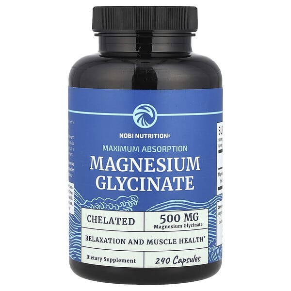 Nobi Nutrition, Magnesium Glycinate, Maximum Absorption, 240 Capsules (250 mg per Capsule)