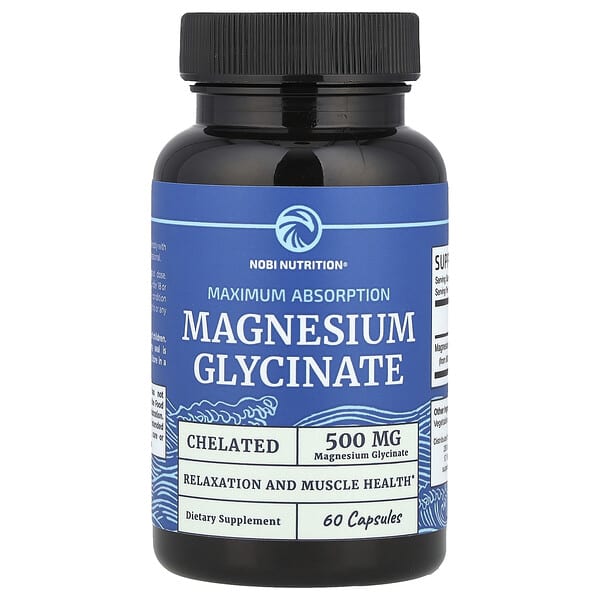 Nobi Nutrition, Magnesium Glycinate, Maximum Absorption, 60 Capsules (250 mg per Capsule)