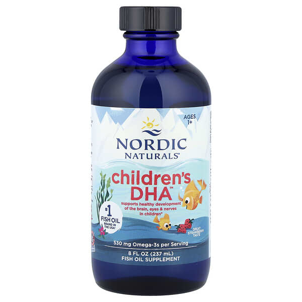 Nordic Naturals, Children's DHA™, Ages 1+, Great Strawberry, 8 fl oz (237 ml)