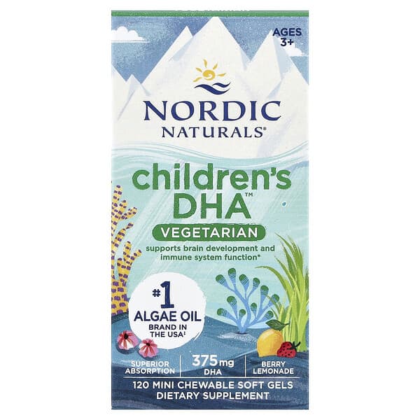 Nordic Naturals, Children's DHA™ Vegetarian, Ages 3+, Berry Lemonade, 120 Mini Chewable Soft Gels