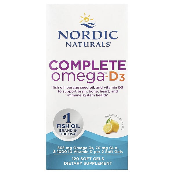 Nordic Naturals, Complete Omega™-D3, Lemon, 120 Soft Gels