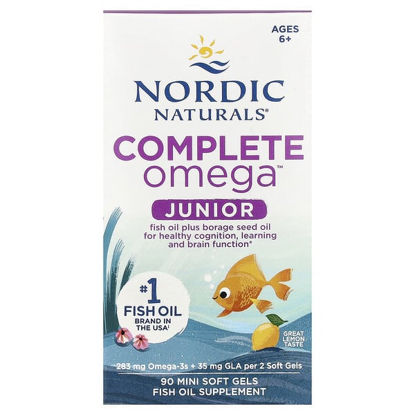 Nordic Naturals, Complete Omega™ Junior, Ages 6+, Lemon, 90 Mini Soft Gels