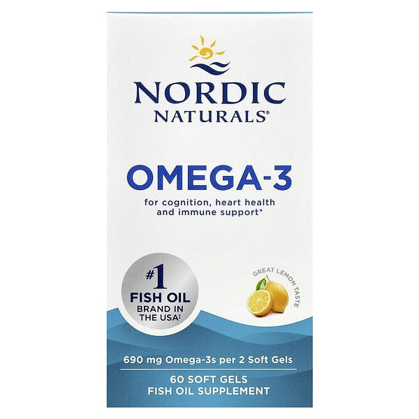 Nordic Naturals, Omega-3, Lemon, 60 Soft Gels (345 mg per Soft Gel)