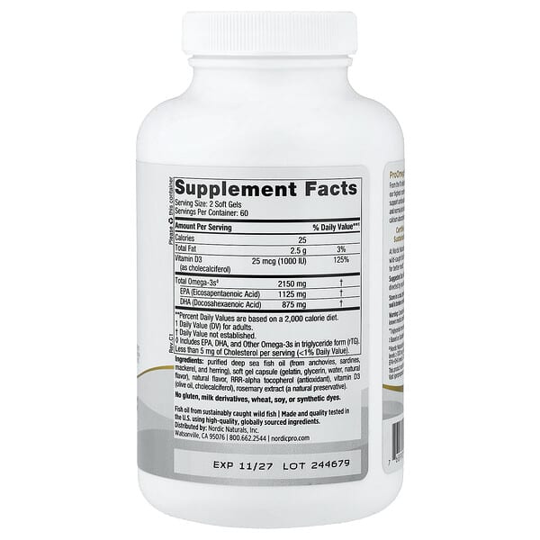 Alternative view of Nordic Naturals, ProOmega® 2000-D, Lemon, 120 Soft Gels