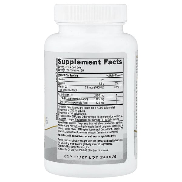 Alternative view of Nordic Naturals, ProOmega® 2000-D, Lemon, 60 Soft Gels