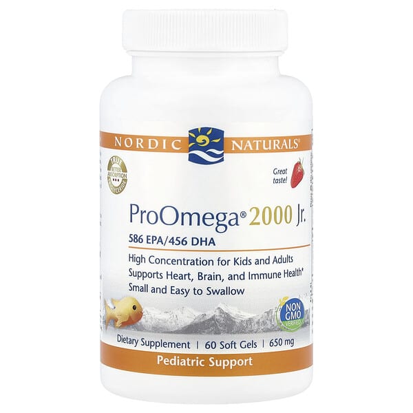 Nordic Naturals, ProOmega® 2000 Jr., Strawberry, 650 mg, 60 Soft Gels 3 Nordic Naturals, ProOmega® 2000 Jr., Strawberry, 650 mg, 60 Soft Gels