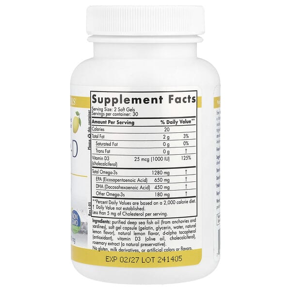 Alternative view of Nordic Naturals, ProOmega®-D, Lemon, 60 Soft Gels