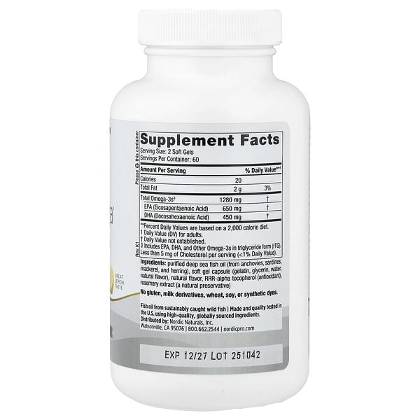 Alternative view of Nordic Naturals, ProOmega®, Lemon, 120 Soft Gels (640 mg per Soft Gel)