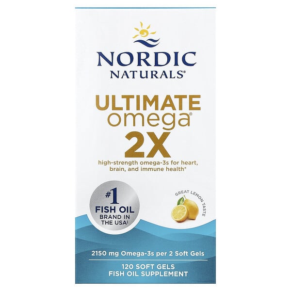 Nordic Naturals, Ultimate Omega® 2X, Lemon, 120 Soft Gels (1,075 mg per Softgel)