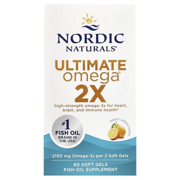 Nordic Naturals, Ultimate Omega® 2X, Lemon, 60 Softgels (1,075 mg per Softgel)