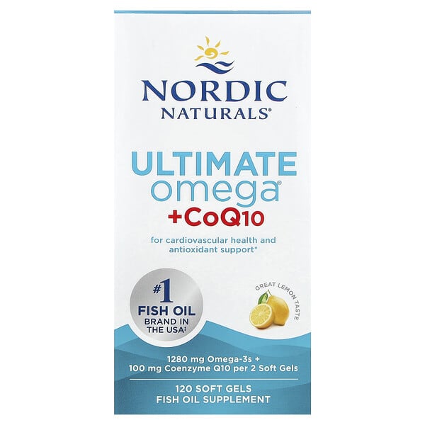 Nordic Naturals, Ultimate Omega® + CoQ10, Lemon, 120 Soft Gels