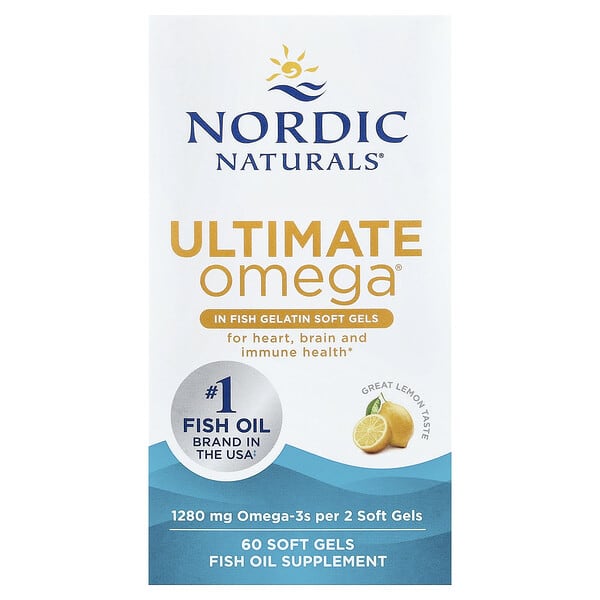 Nordic Naturals, Ultimate Omega®, Lemon, 60 Soft Gels (640 mg per Soft Gel)