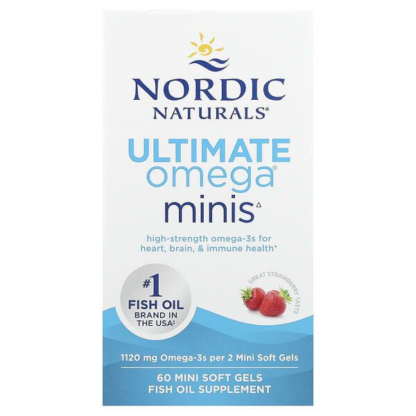 Nordic Naturals, Ultimate Omega® Minis, Strawberry, 60 Mini Soft Gels (560 mg per Soft Gel)