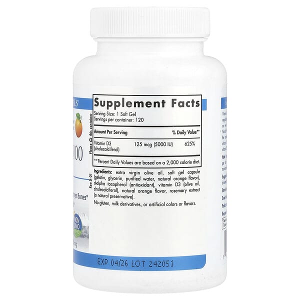 Alternative view of Nordic Naturals, Vitamin D3 5000, Orange, 5,000 IU, 120 Soft Gels