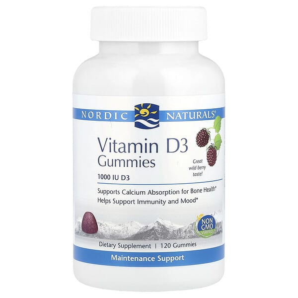 Nordic Naturals, Vitamin D3 Gummies, Wild Berry, 1,000 IU, 120 Gummies