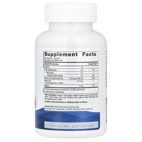 Alternative view of Nordic Naturals, Vitamin D3 + K2 Gummies, Pomegranate, 60 Gummies