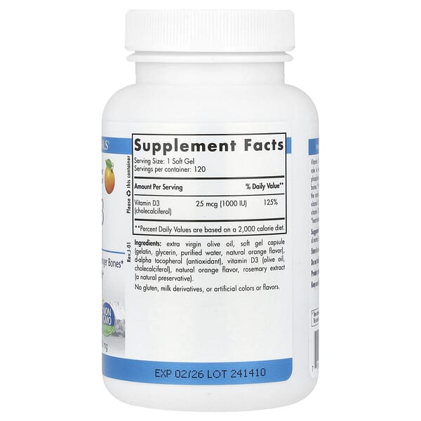 Alternative view of Nordic Naturals, Vitamin D3, Orange, 25 mcg (1,000 IU), 120 Soft Gels