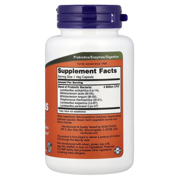 Alternative view of NOW Foods, 4x6 Acidophilus, 120 Veg Capsules