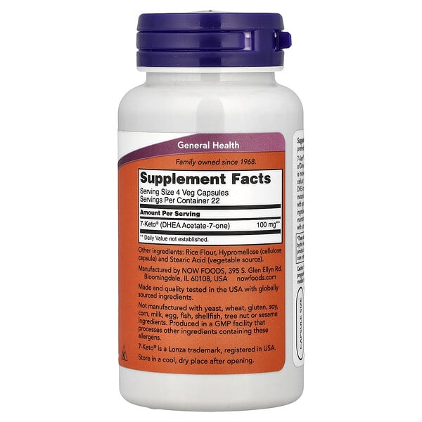 Alternative view of NOW Foods, 7-KETO®, 90 Veg Capsules (25 mg per Capsule)
