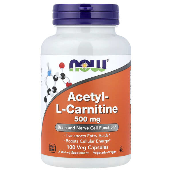 NOW Foods, Acetyl-L-Carnitine, 500 mg, 100 Veg Capsules