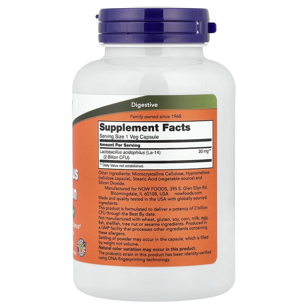 Alternative view of NOW Foods, Acidophilus Two Billion, 250 Veg Capsules (20 mg per Capsule)