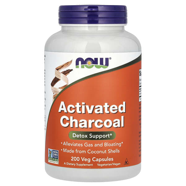 NOW Foods, Activated Charcoal, 200 Veg Capsules (280 mg per Capsule)