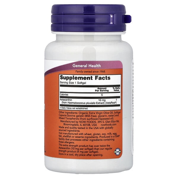 Alternative view of NOW Foods, Astaxanthin, 10 mg, 30 Softgels
