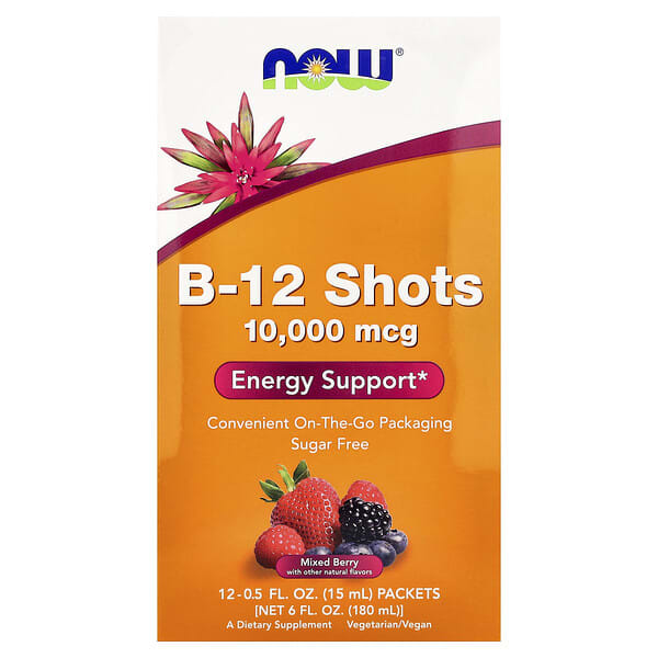 NOW Foods, B-12 Shots, Mixed Berry, 12 Packets, 0.5 fl oz (15 ml) Each