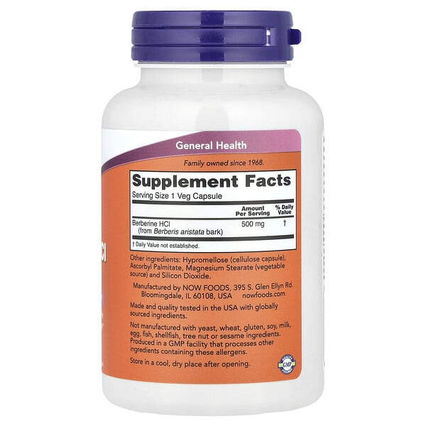 Alternative view of NOW Foods, Berberine HCl, 500 mg , 90 Veg Capsules