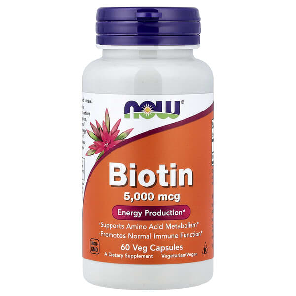 NOW Foods, Biotin, 5,000 mcg, 60 Veg Capsules